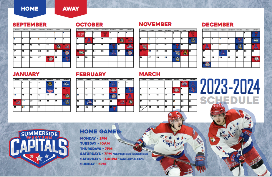 Regular Season Schedule | Summerside Western Capitals